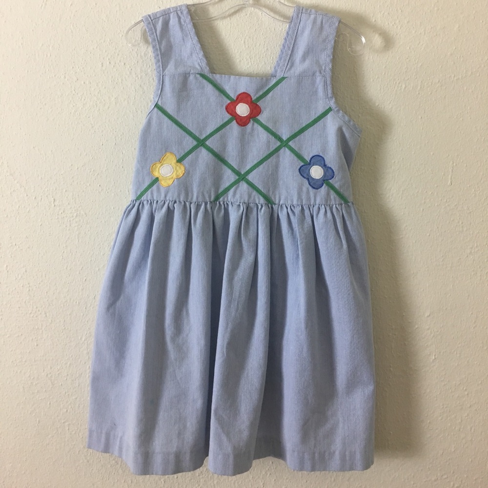 Vintage Blue & White Striped Floral Sundress